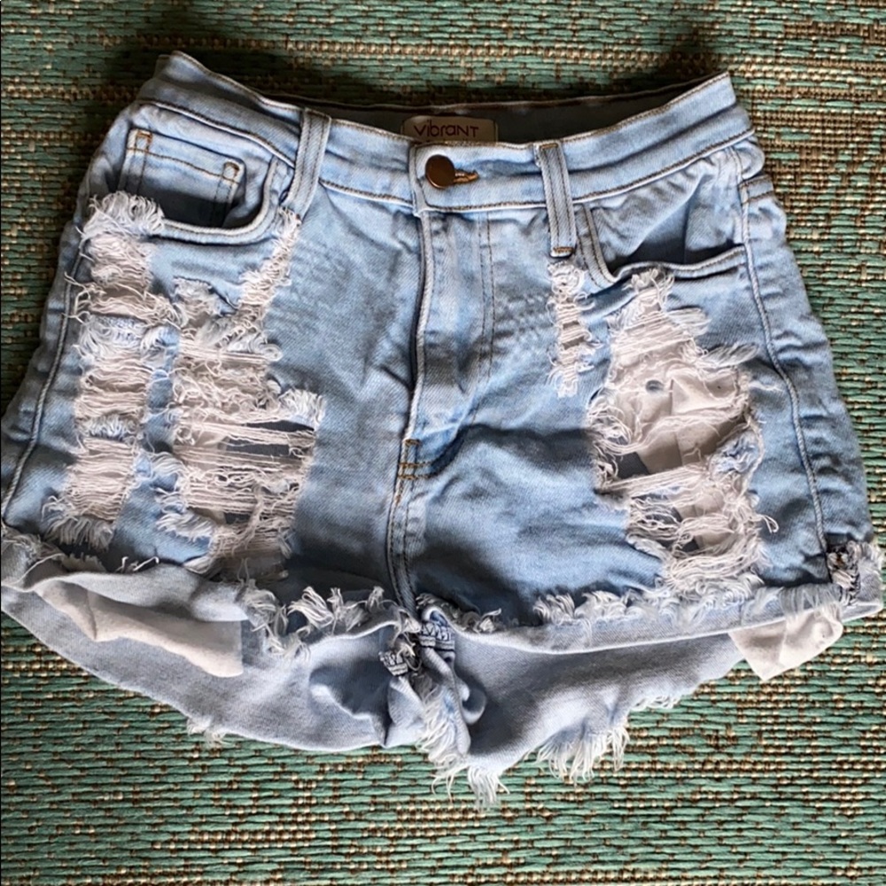 High-Waisted Distressed Jean Shorts